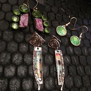 SALE! Fish-scale Earrings, Long Detailed & Crazy Retro Earrings  -all 3 included